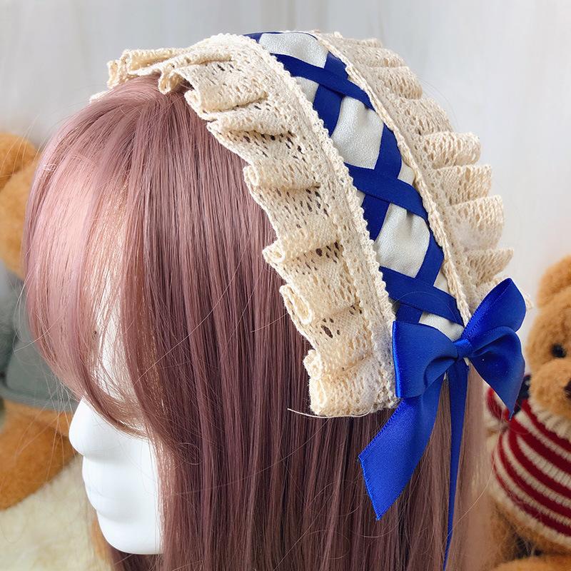 Lolita French Japanese soft girl headgear headband KC hair accessories Lolita headband sweet lace bow girl