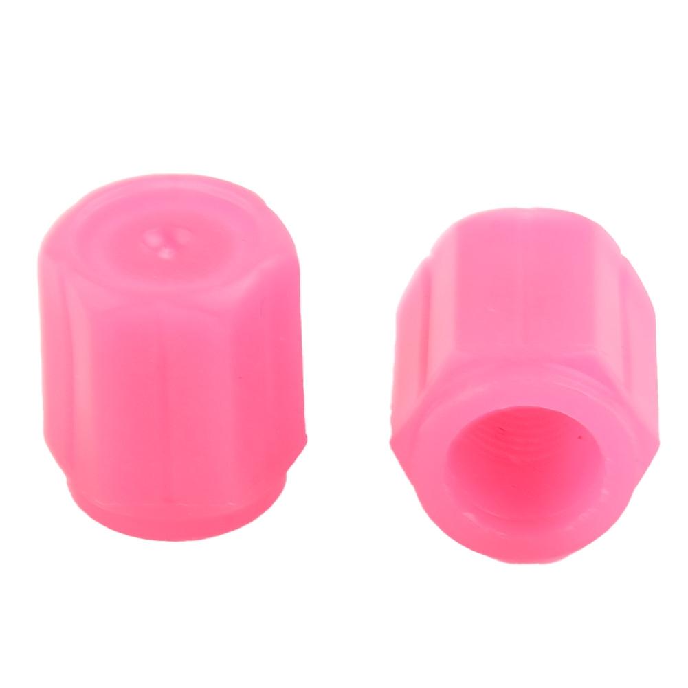 4Pcs Tire Valve Dark Fluorescent Luminous New Pink