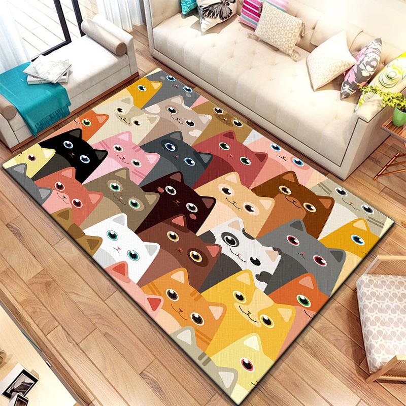 Teppich mit Cartoon-Spleißtieren, groß, Teppich für Wohnzimmer, Schlafzimmer, Sofa, Dekoration, Fußmatte, Küche, rutschfeste Bodenmatte, Picknick