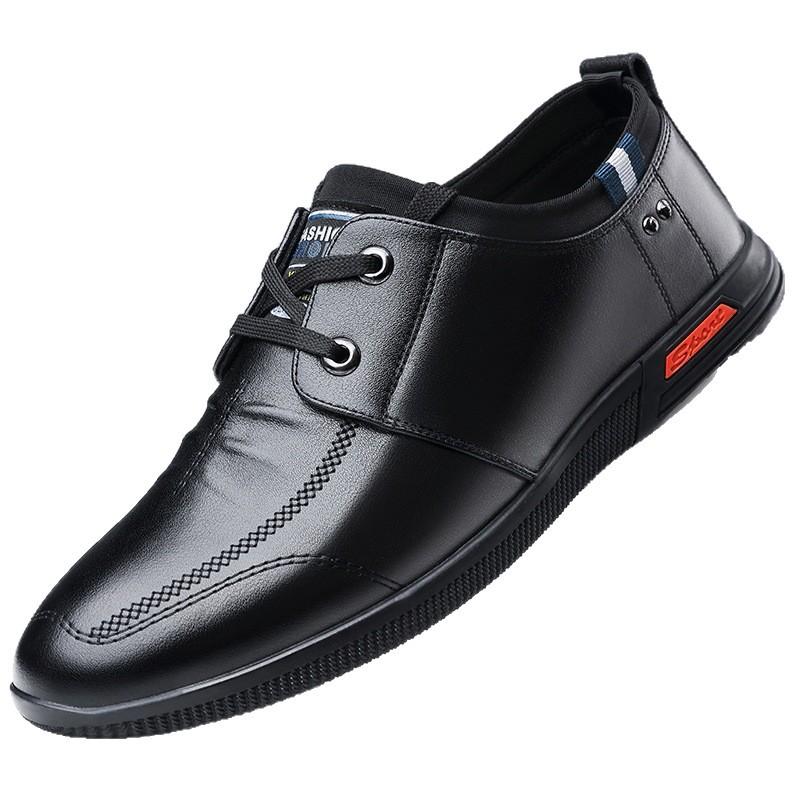 Leather Cowhide Men's Shoes Korean Version Casual Soft Leather Shoes Business Heightening Non-slip Soft-soled Shoes