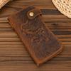 Newsbirds luxury  designer men leather wallet 3D Tiger Dragon embossing cowhide men's wallet with iron chain high fashion