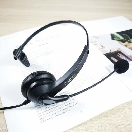 USB Headset, Single Ear, with Noise-Canceling Microphone and Audio Control, PC Headphones for Business, Skype, Office, Web Conferencing, Remote Work,
