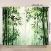 Large Bamboo Green Leaves Curtains Polyester Tropical Nature Jungle Print Drapes Window Cover for Modern Home Decor Living Room