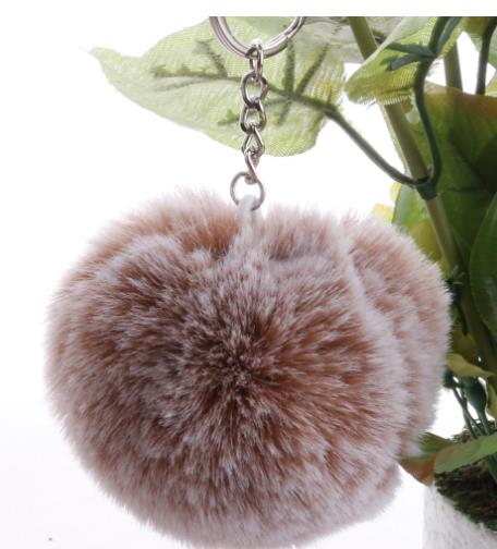 8CM Fluffy Rabbit Fur Ball Key Chain Cute Candy Colors Pompom Artificial Rabbit Fur Keychain Women Car Bag Key Ring