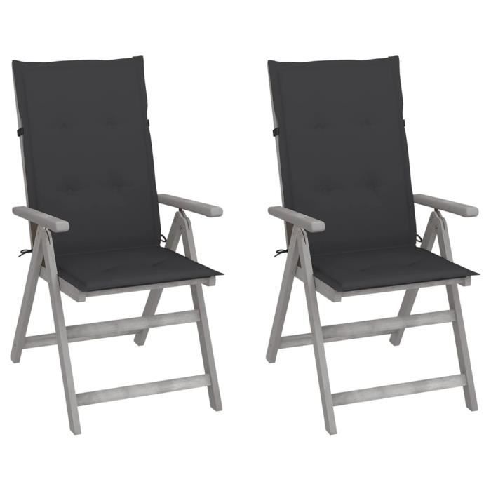 VidaXL Chaises inclinables de jardin 2 pcs avec coussins Bois d'acacia
