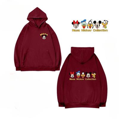 Co-branded Disney Pure Cotton Printed Loose Hooded Sweatshirt Autumn and Winter New Style American Retro Pullover