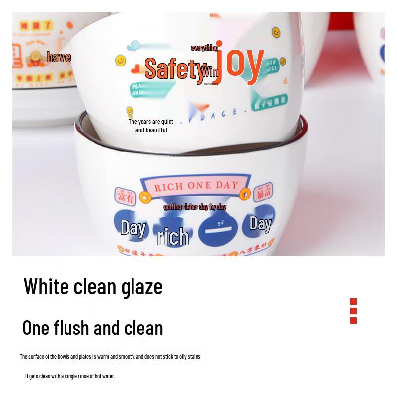 Prosperity-Themed 10-Piece Ceramic Tableware Set