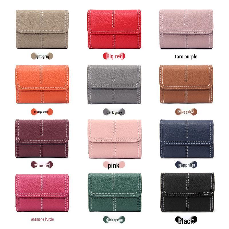 Korean-Style Cowhide Accordion Wallet: Multifunctional with Large Capacity and Multiple Card Slots