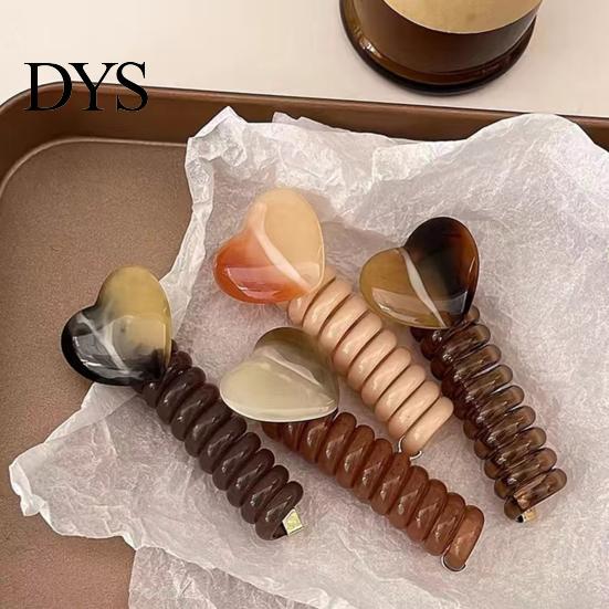 Waterproof Hair Tie 4Pcs Telephone Wire Bands Heart Shape Spiral Ties Unique Cord Headband Rope Elastic Braided Phone Headbands for Girls Women