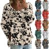 Haut décontracté pour femme à la mode, ample, col rond, imprimé floral, manches longues