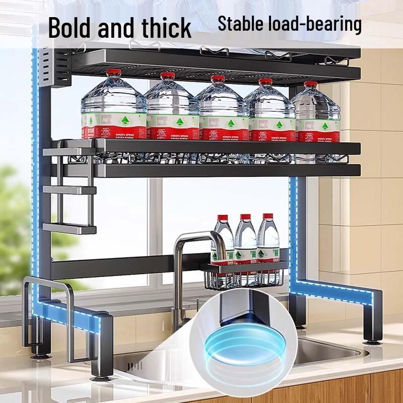 55cm Double Layer Stainless Steel Countertop Dish Rack