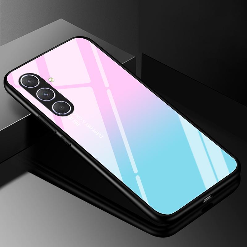 Hartowane Szklane Etui na Telefon Dla Samsung Galaxy A05 A05S Pokrowiec A15 A14 A24 A34 A25 A54 4G 5G Luksusowy Twardy Tył Zderzak A04 A04S A04E