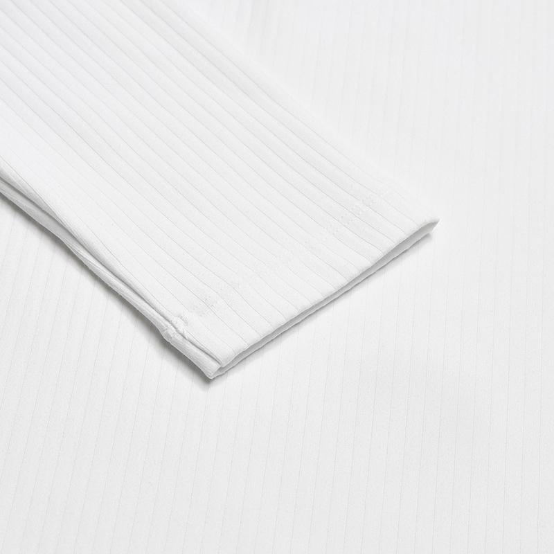 Fila Seria Golf Casual Sportowy Prosty Dzianinowy Polo z Długim Rękawem Damskie topy Jadeitowo-Biały A11W545212FWT