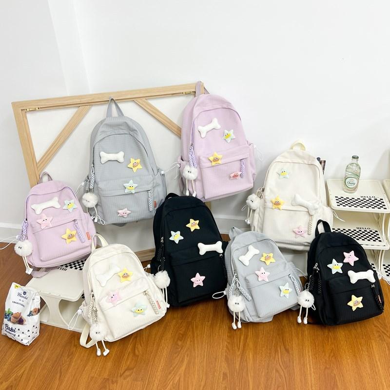Solid Color Women's Backpack Large Capacity Student School Bag