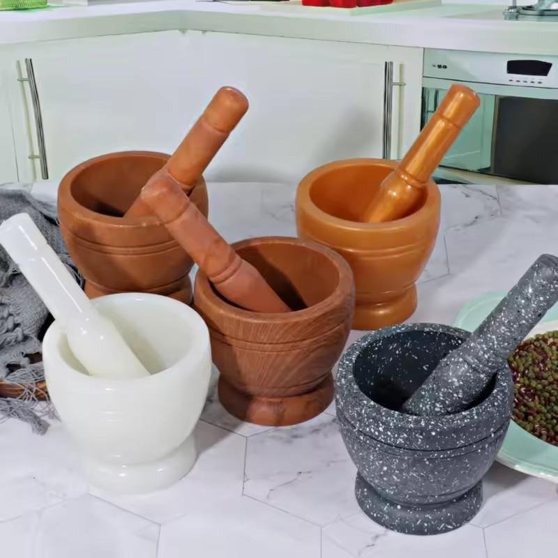 Resin Setmortar and Pestle Garlic Herb Spice Mixing Grinding Crusher Bowl Restaurant Kitchen Tools