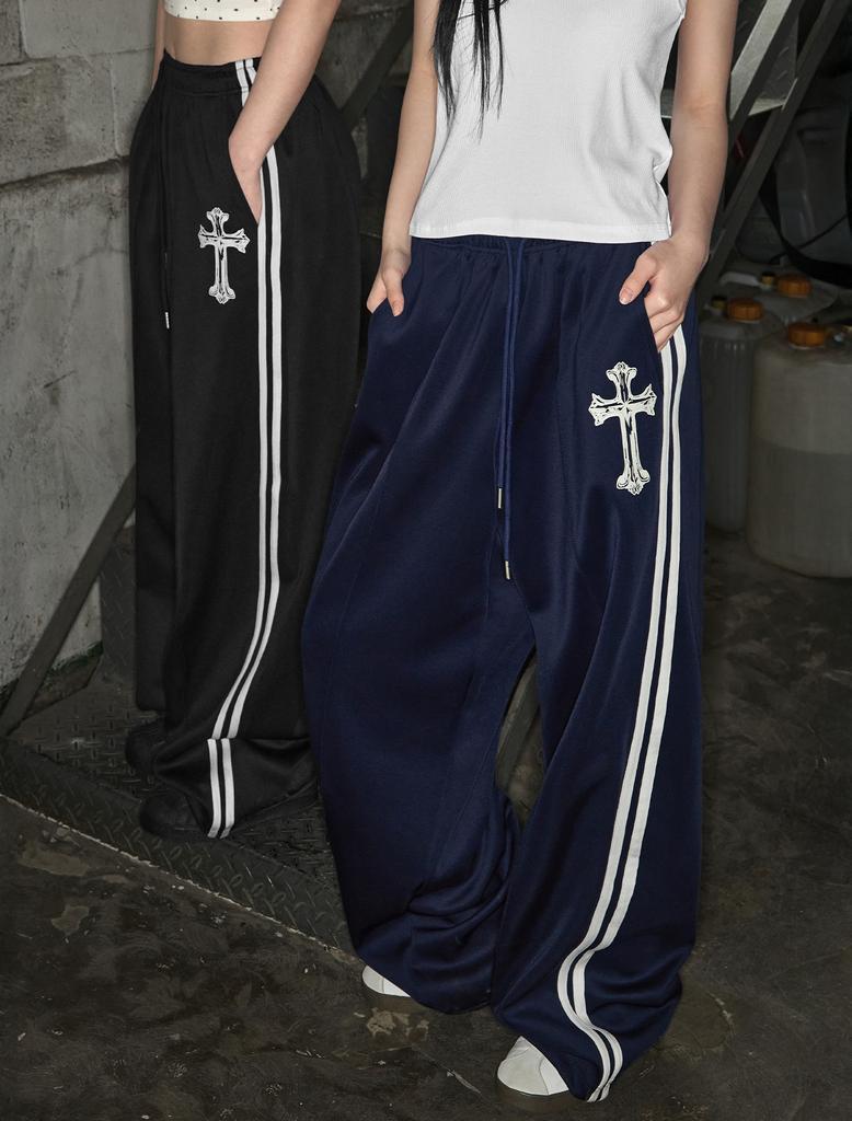 Lupeu Track Cross Jersey Wide Pants Navy