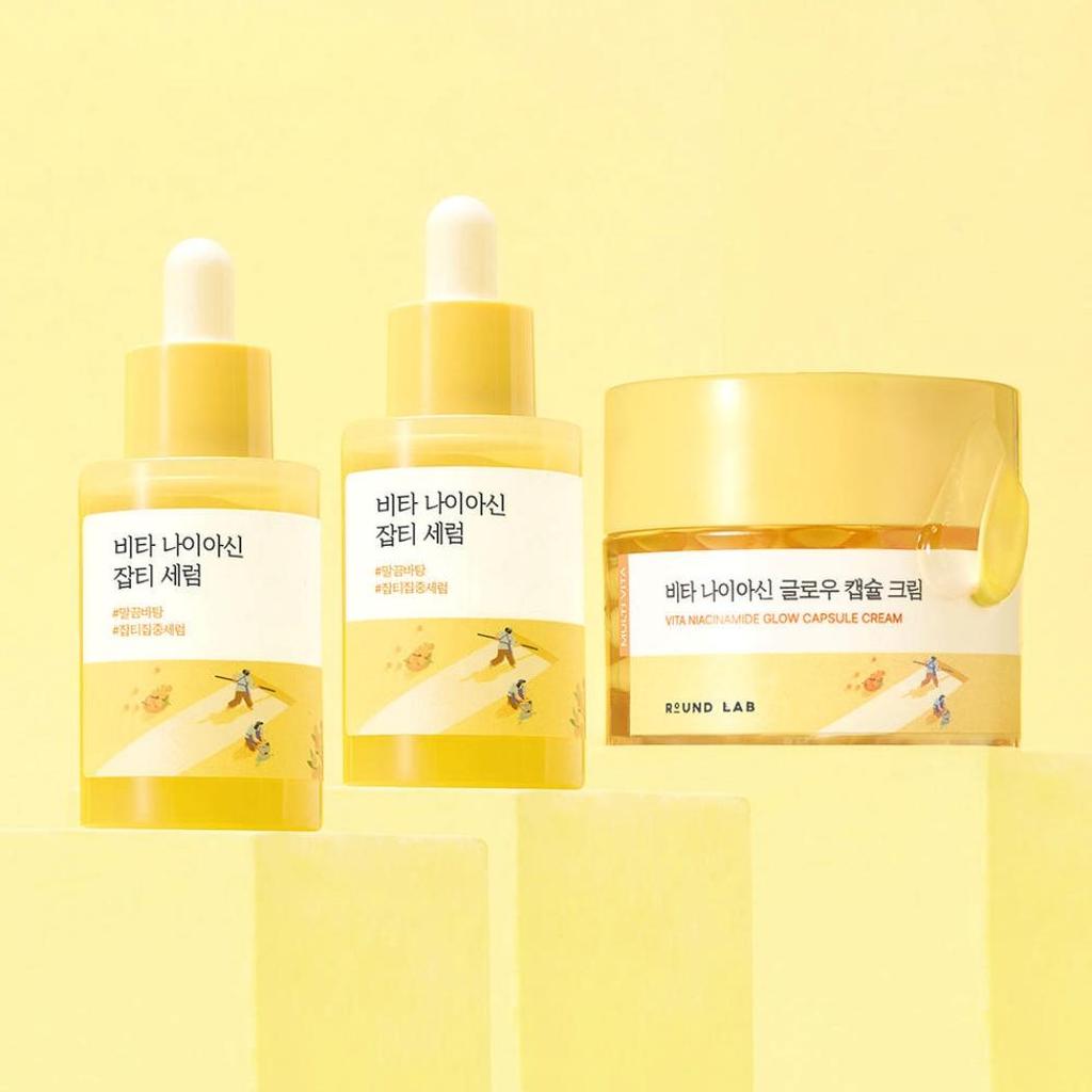 ROUND LAB Vita Niacinamide Dark Spot Serum 30ml ×2 + Vita Niacinamide Capsule Cream 50ml Set