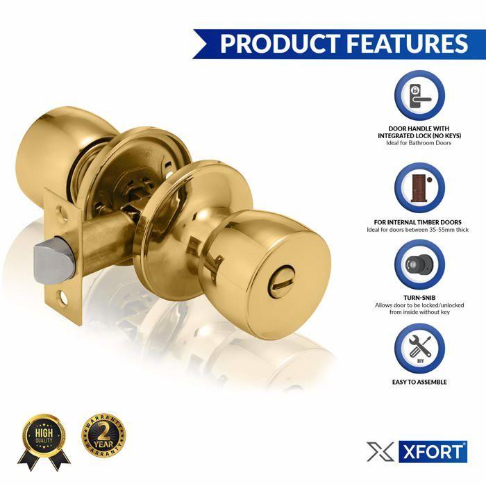 Poignée de porte - xfort - privacy - laiton poli - sécurisée - réversible