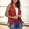 Sleeveless Vest for Women Western Style Faux Tassel Open Front for Casual and Festival Wear