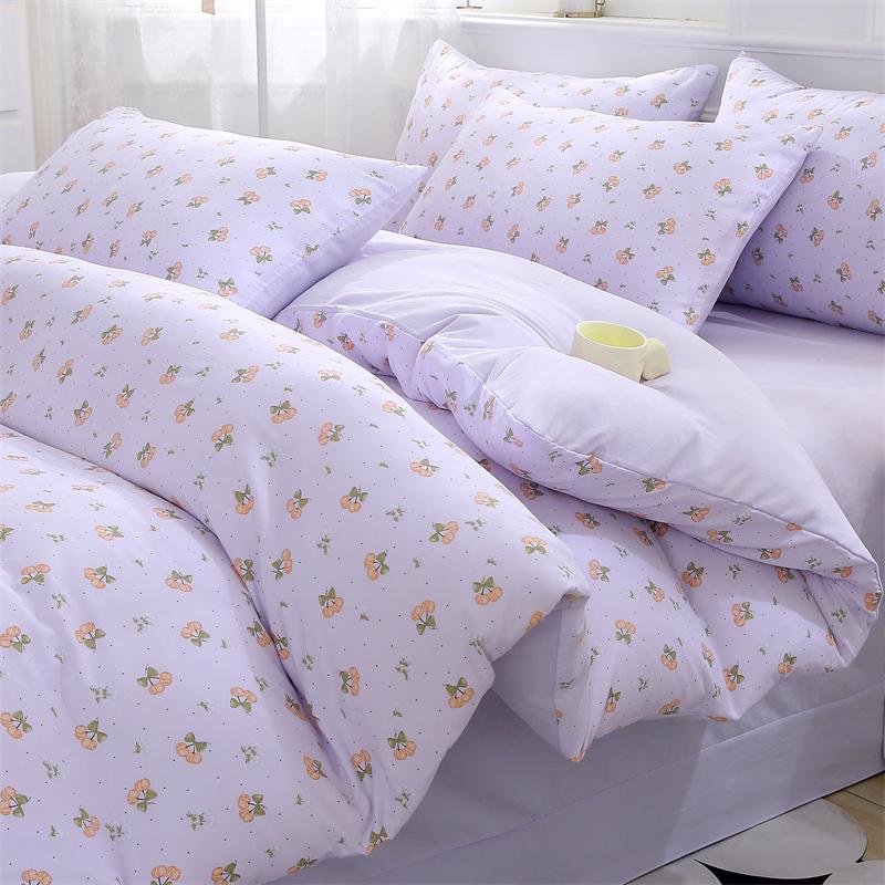 New Spring Duvet Cover Class A Double Yarn Printed Knitted Cotton 3-4 Piece Quilt Bed Sheet Pillowcase Small Fresh Bedding