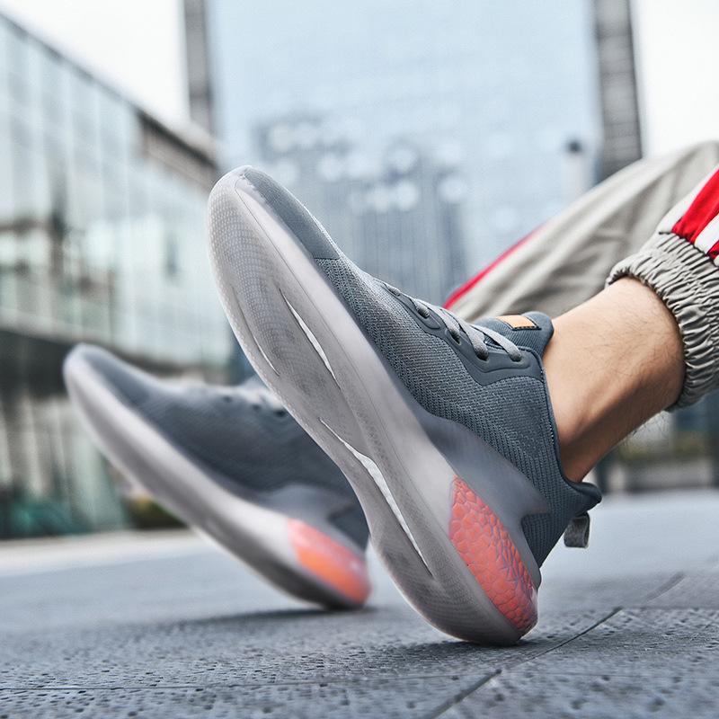 Plus Size Stylish and Lightweight Popcorn Men's Shoes Flying Woven Breathable Men's Sneaker Green Trendy Running Shoes