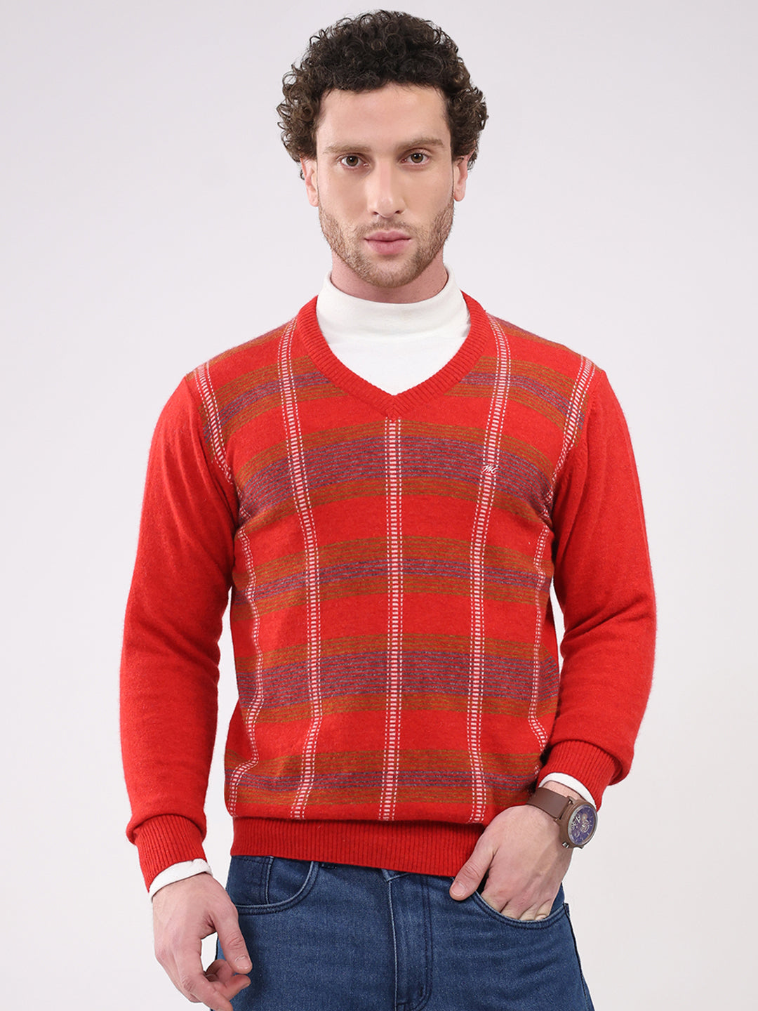 Monte Carlo Mens Regular Fit Self Designed Pullover XL