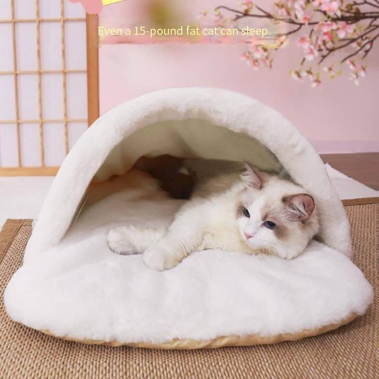 Winter warm semi-sealed pad cat bed cushion blanket for pets washable security dog tent cute slippers tunnel house thick