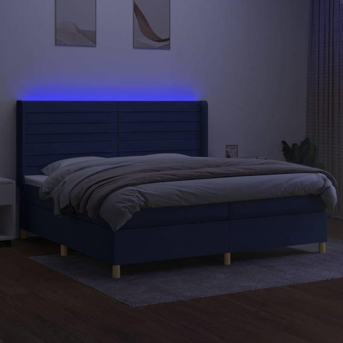 VidaXL Sommier à Lattes de Lit avec Matelas et LED, Lit Rembourré avec Tête de Lit, Lit Double, Lit Adulte de Chambre, 3138987