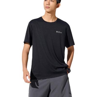 Laufserie Sportlich Lässig Einfarbig Schlicht Rundhals-Pullover Kurzarm-T-Shirt Herren Tops Schwarz 952525110-4