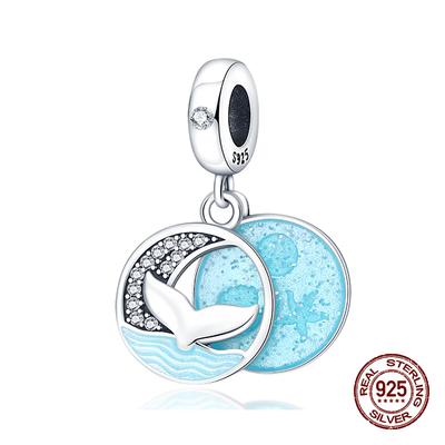 Authentic Original Charm Bead Components Bead Components Copper Metal Blue Ocean Fish Tail Pendant Bead Component Designed For Woman High Quality