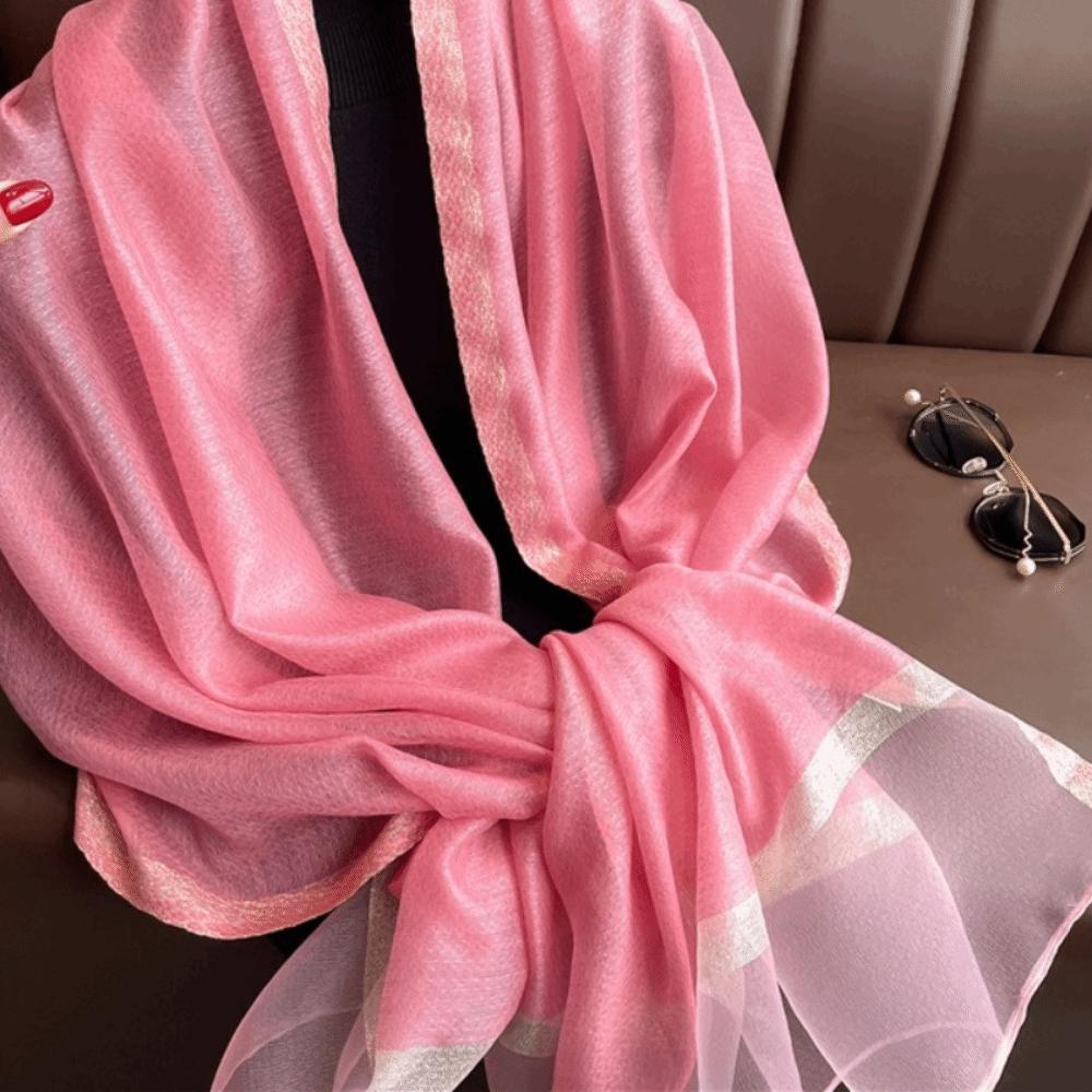 Large Luxury Silk Scarf Solid Color Long Shawls Fashion Women Hijab Shawls  Beach