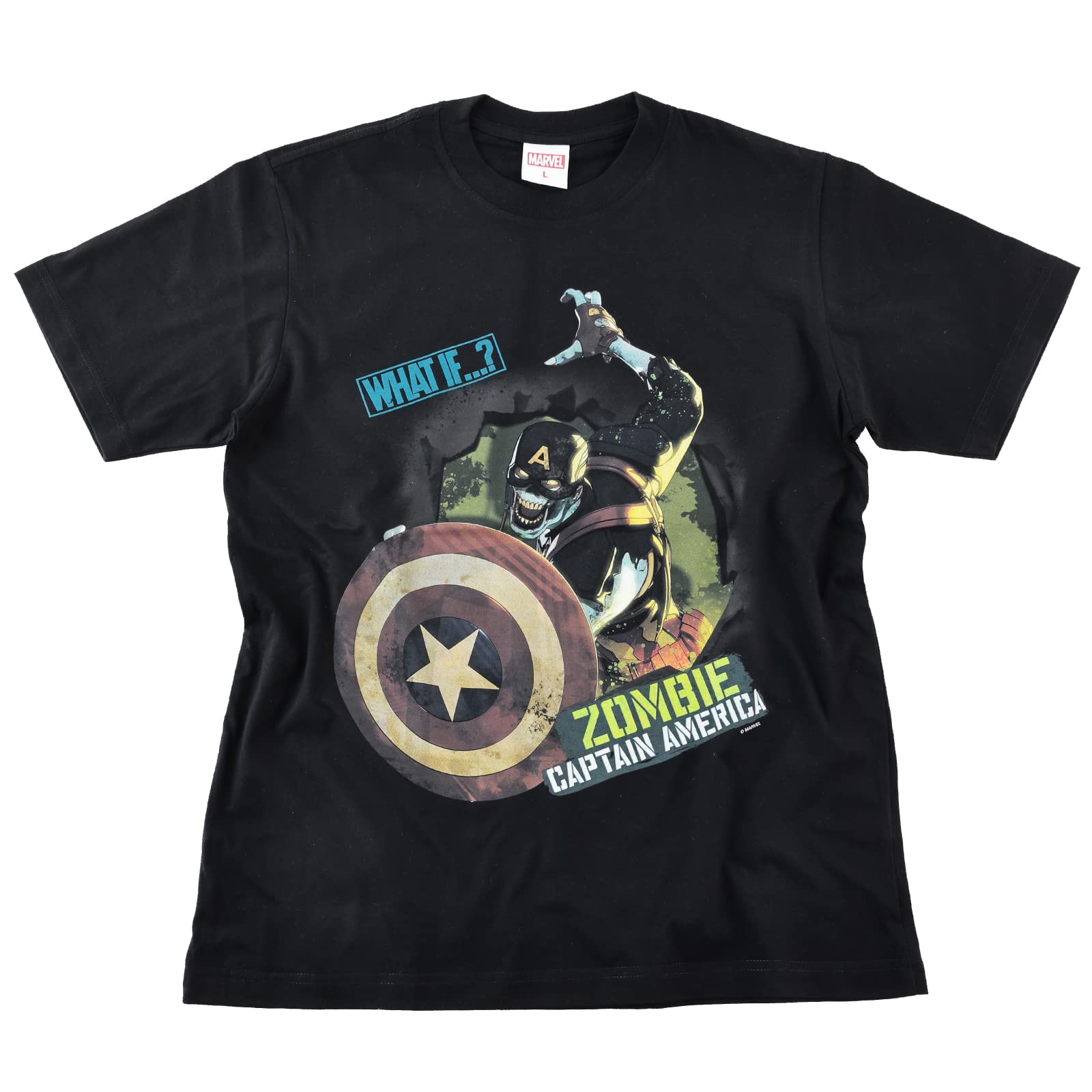 

EVERSOUL Marvel Short Sleeve WHAT IF Captain American Comic Character Size M T-Shirt, Zombies, America, Merchandise, Gift, Men s, Black, [Used] чёрный