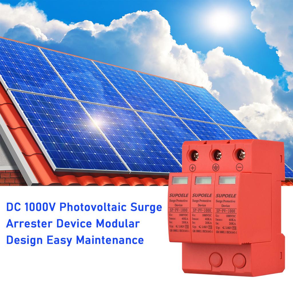 DC 1000V Surge Protective Device 3P 40KA Surge Arrester Photovoltaic PV Thunder Proof Protector