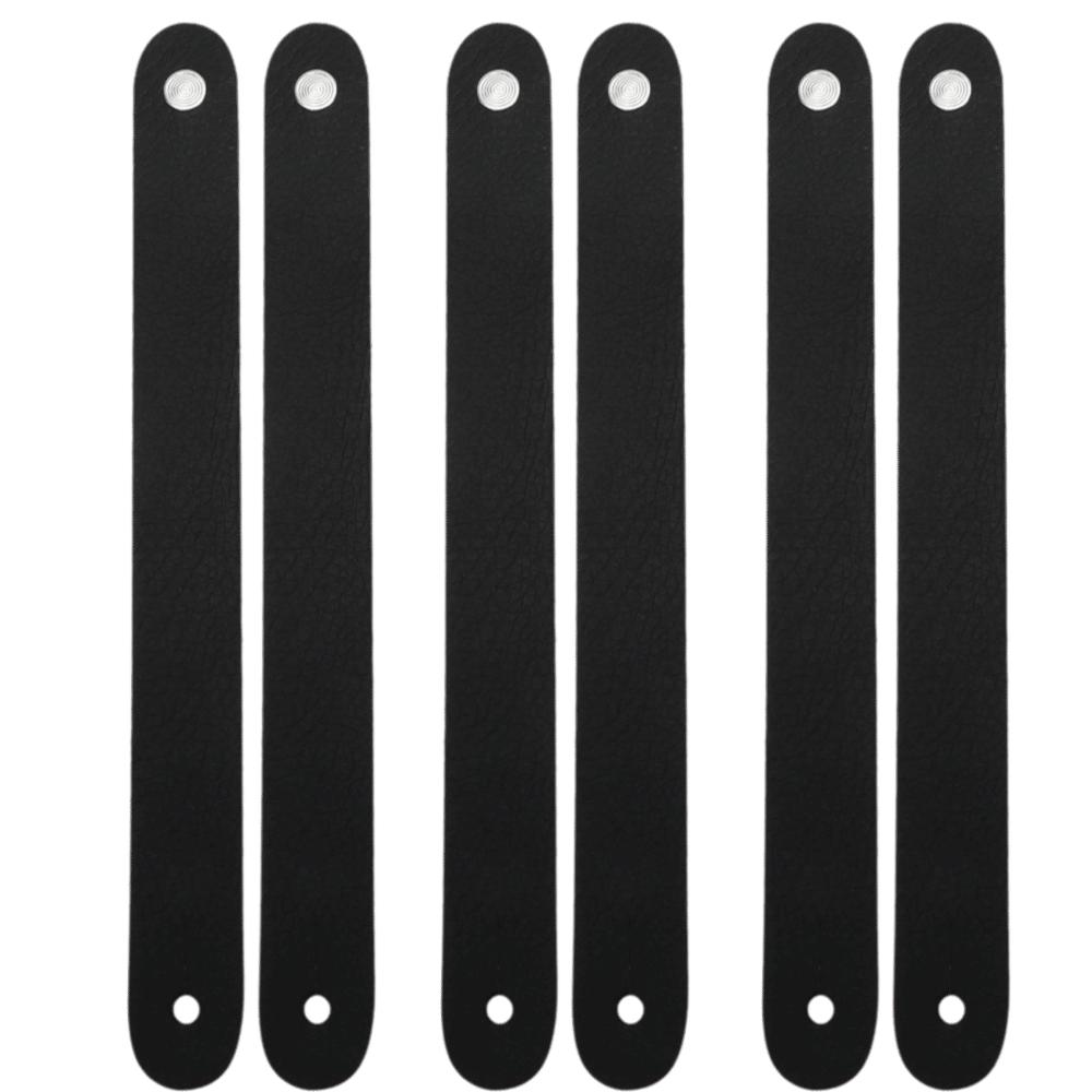 6PCS Leather Material Guitar Strap Holder Black Guitar Strap Lock Headstock Strap Tie  For Guitars