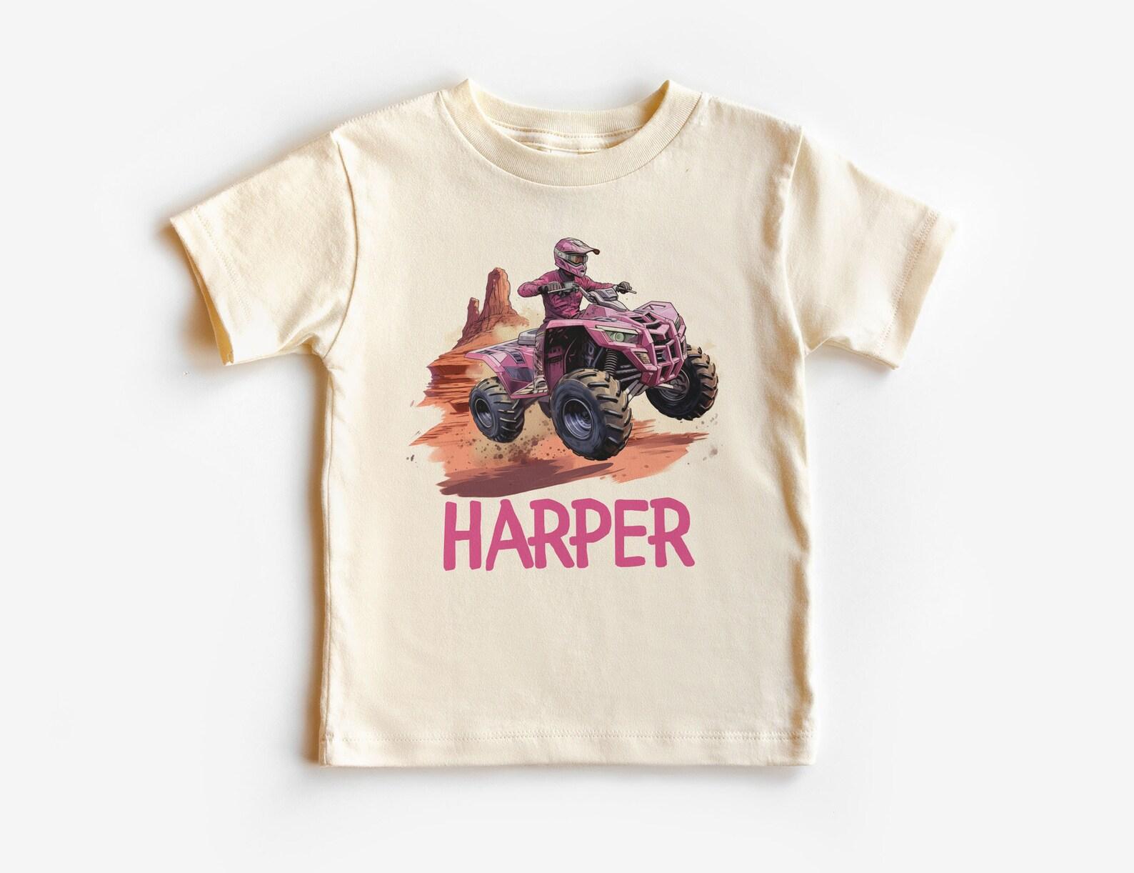 Personalized Pink Four Wheeler Jumping Unisex Shirt - Custom Quad Girl s Name Tee - Unisex Youth Kids Boho Clothing 160