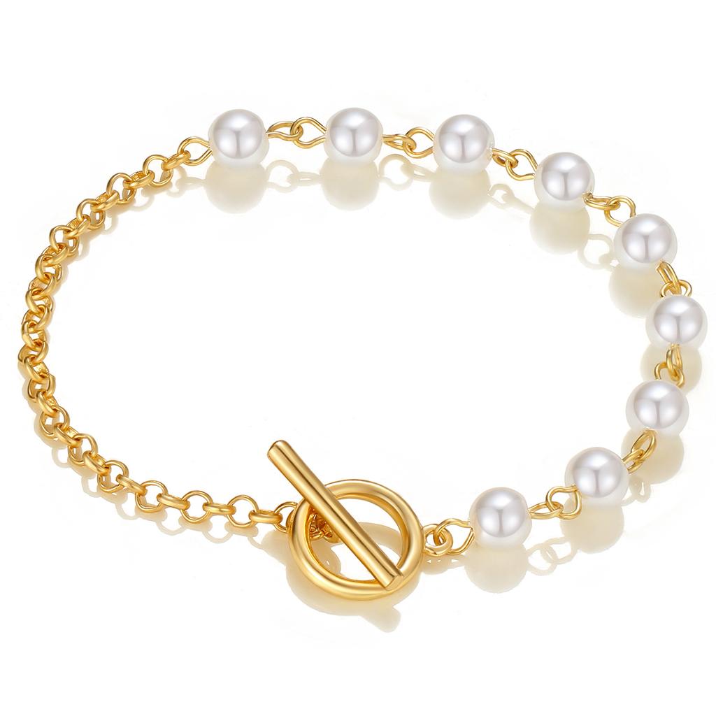 Korean Jewelry Industry, Retro Pearl Diamond Irregular Punk Style Bracelet, Korean Version of Simple Multi-layer Jewelry Set