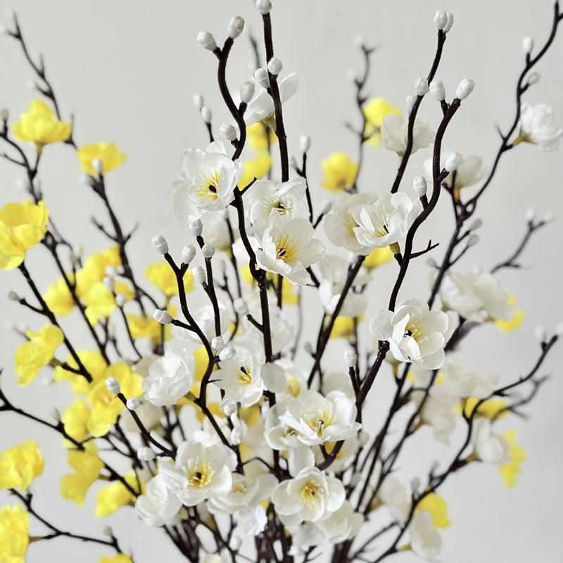 10pcs Artificial Flowers Chimonanthus Fragrans Branch Home Decorative Simulated Flower Yellow Plum Blossom Wedding Decoration