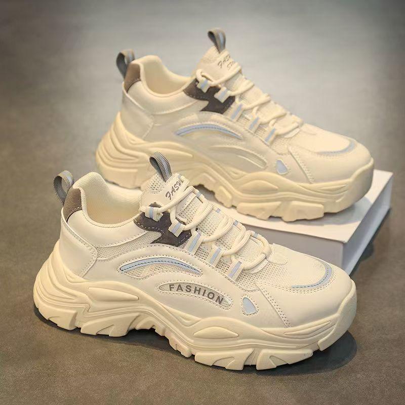 

Men s shoes summer mesh breathable youth sports non-slip casual shoes thick sole heightening running white dad trendy shoes 44