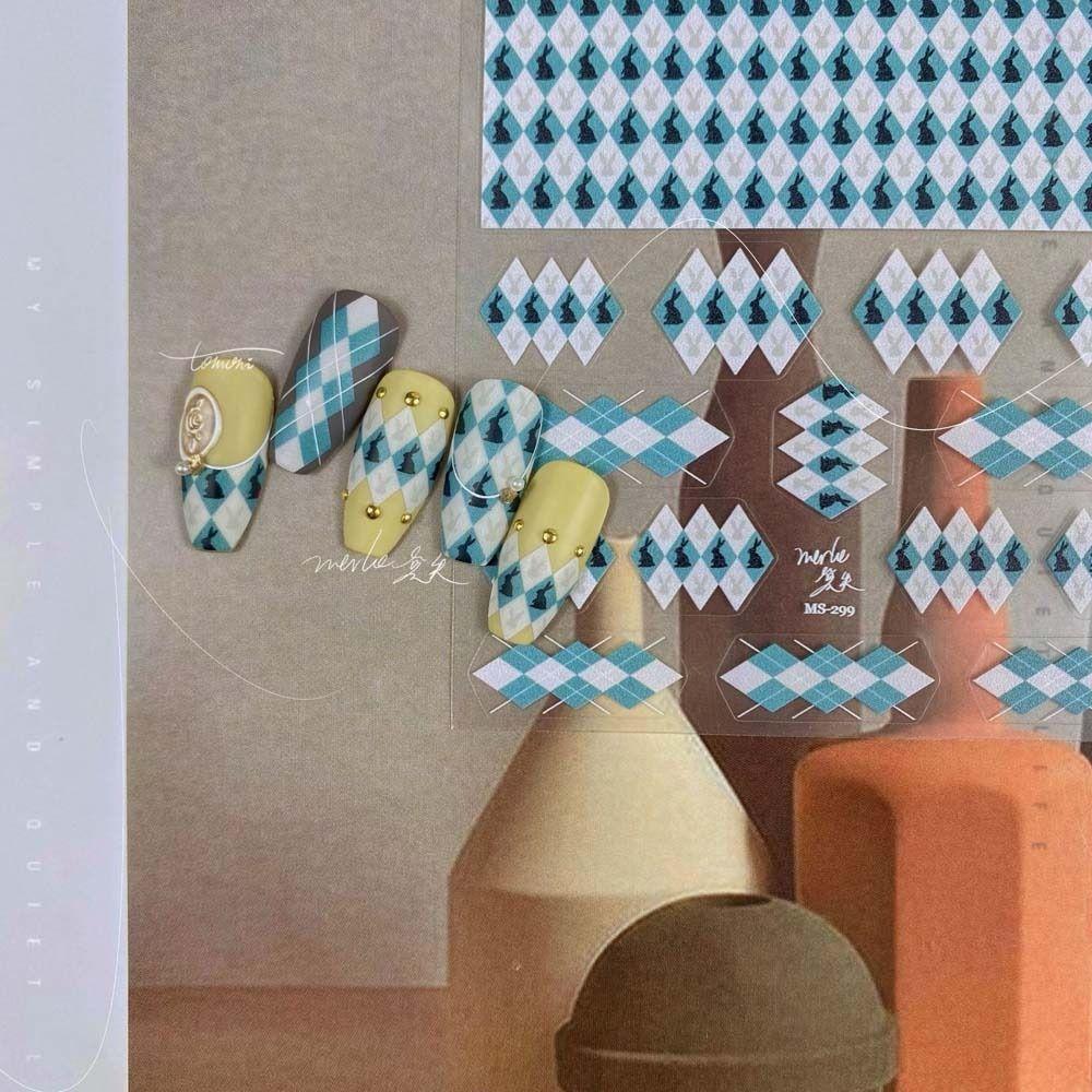 

English Letters Manicure Accessories Rhombic Nail Stickers Bow Nail Decals Nail Art Decorations