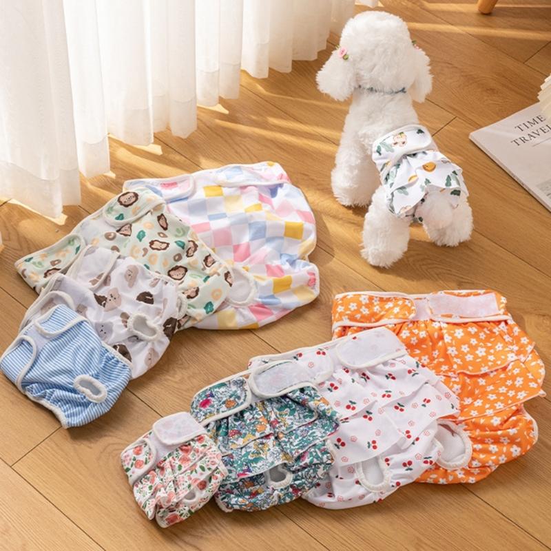 Pet Girls Dog Sweet Diaper Physiological Sanitary Dog Shorts Underwear Pant for Pet Dogs Nappy-Oestrus Cover Elasticity