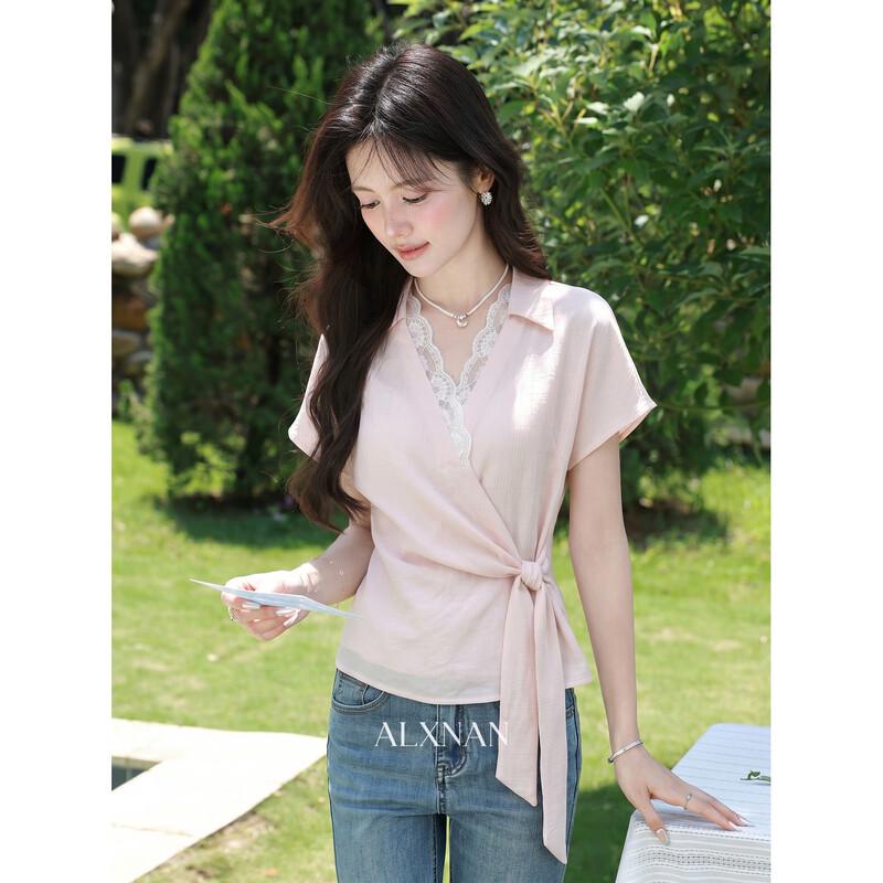 Women s French Lace Patchwork Blouse L
