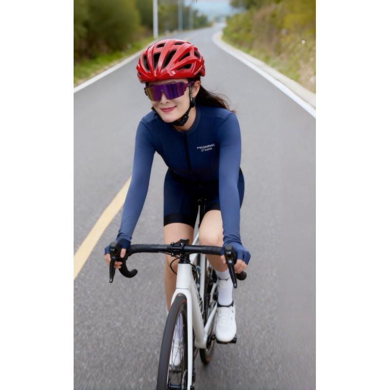 Unisex High-Stretch Fleece-Lined Long Sleeve Cycling Jersey Road Bike Riding - Breathable Moisture-Wicking Performance Top