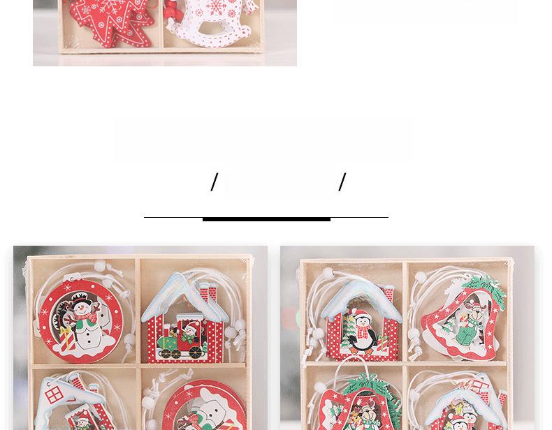 Creative Wooden Christmas Ornaments: Small Reindeer Tree Pendants with Exquisite Painted Box