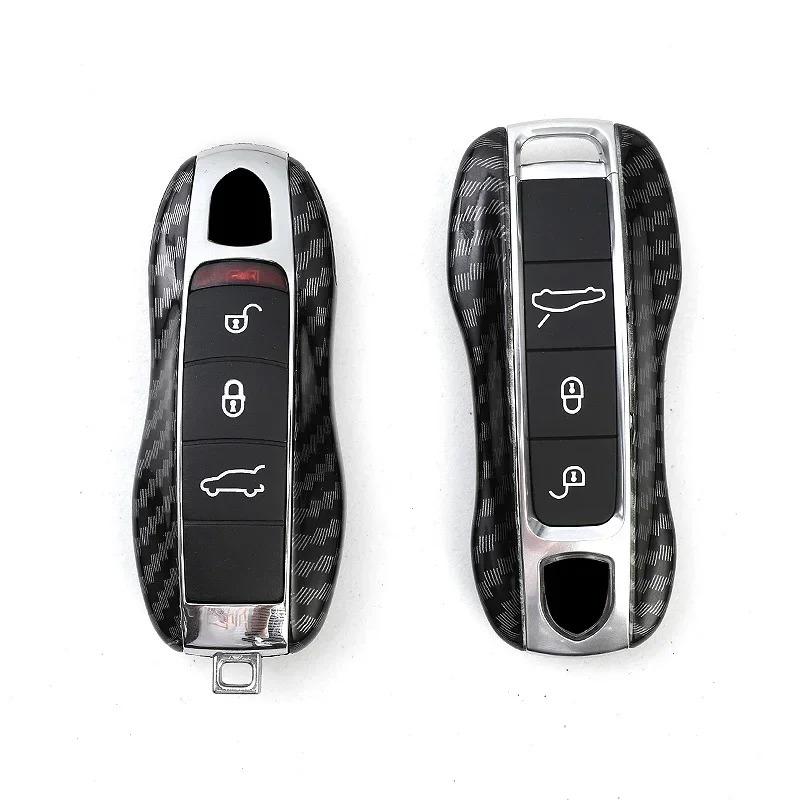 Pour Porsche Boxster Cayman Panamera Cayenne 911 Housse de Clé de Voiture 918 997 991 ABS Fibre de Carbone Étui à Clé Housse de Protection Accessoires