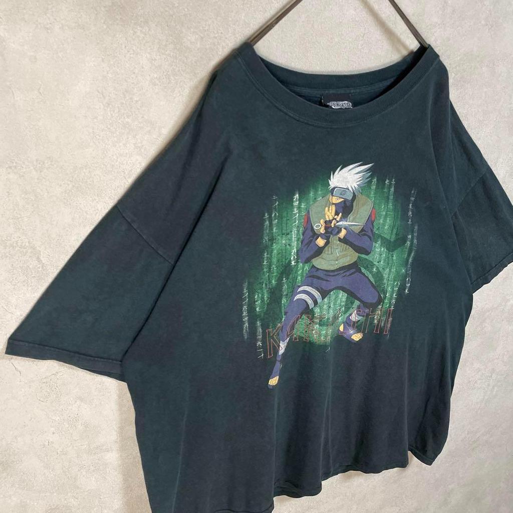 [USED] Vintage 2000s Hatake Kakashi Naruto Short Sleeve Shirt, Anime, Manga, Black, Part 1
