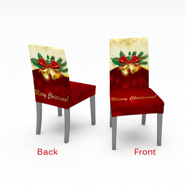 2 /6pcs Christmas Chair Covers Santa Elastic Stretch Dining Room Office Chair Slipcover Kitchen Seat Cover Spandex Navidad Decor