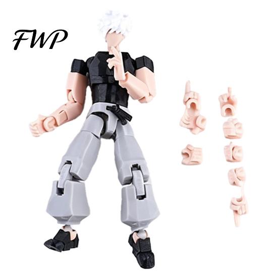 Articulated Anime Toy 3D Printed Character Figure, Movable Joints Action Figure with Accessories, Animation Model Ornament, Collectible Gift for Fans B