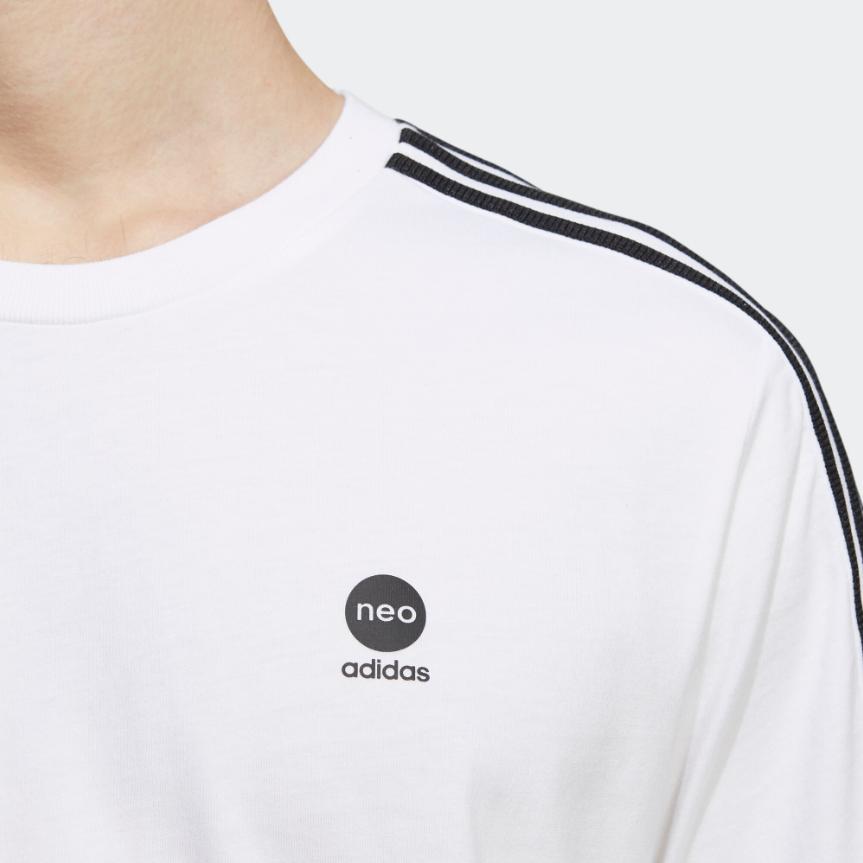 adidas Neo Kontraststreifen Lässiges Sport-T-Shirt Herren Oberteile Weiß HD4665