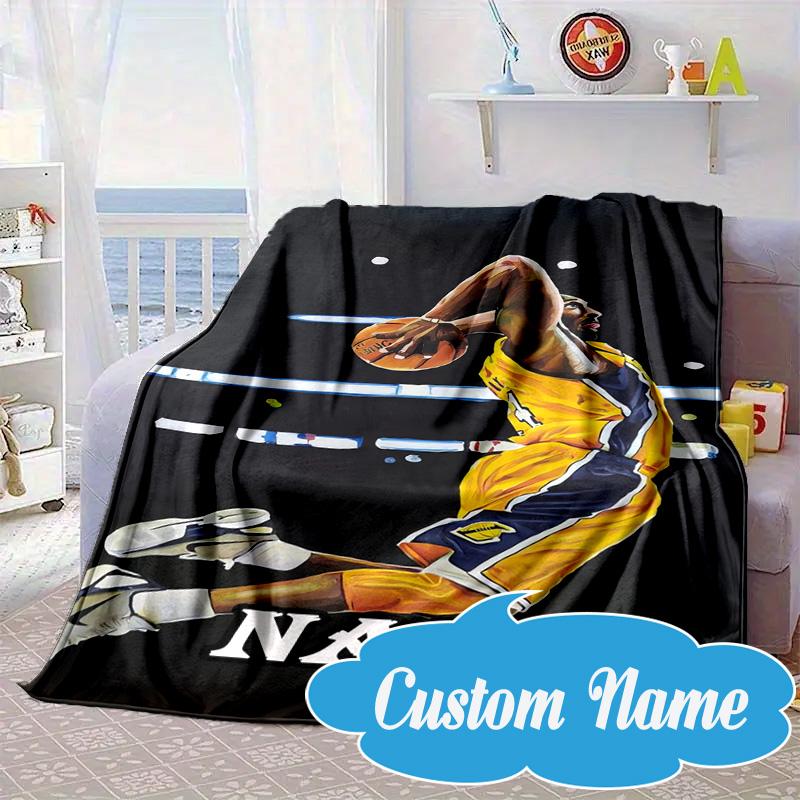 Custom Name Basketball Player Action Blanket Bed Sofa Blanket Flannel Blanket for Camping, Hiking, Picnic Essentials,gift for Fan Family