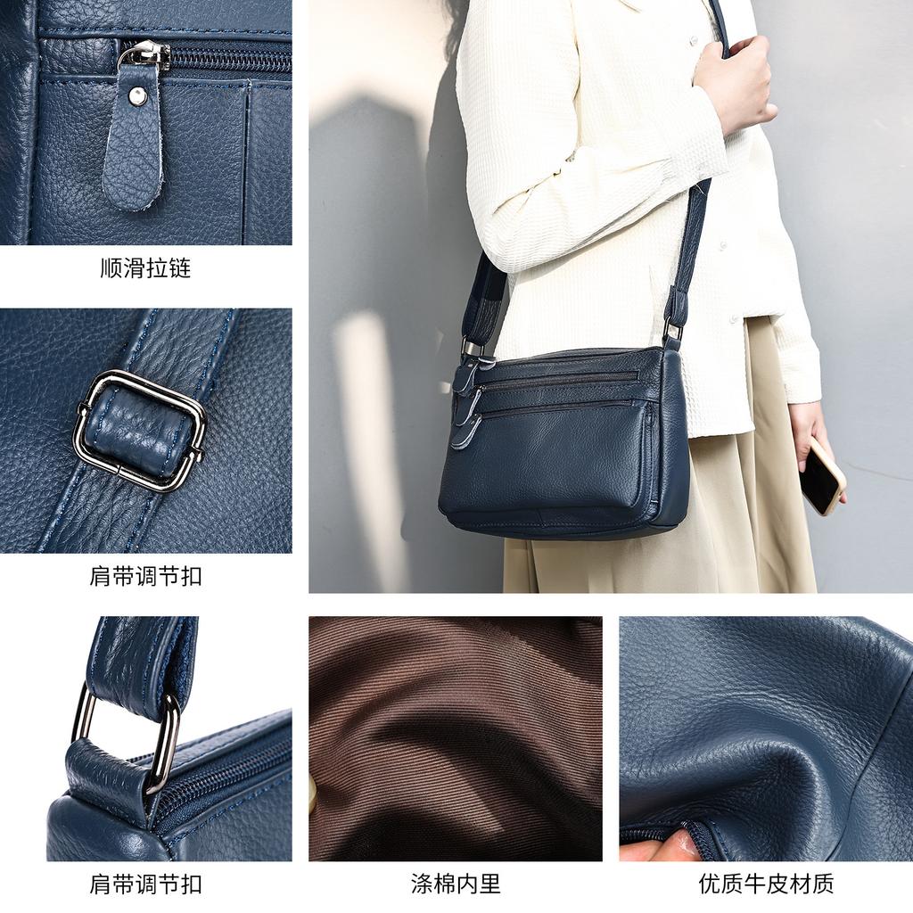 Kožená crossbody taška pro ženy - Univerzální organizér pro maminky s více přihrádkami, Taška přes rameno pro dojíždění